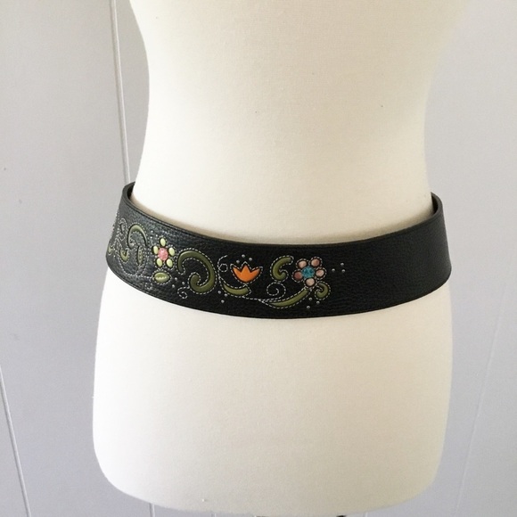 Brighton Leather Black Floral Belt Size M 30 New main image 4